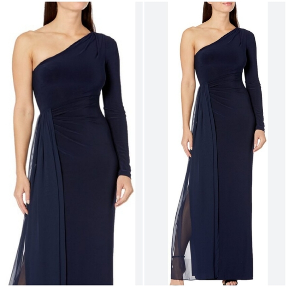 Vince Camuto One shoulder Long Sleeved Gown Dress Maxi Formal Size 6 - Picture 1 of 5